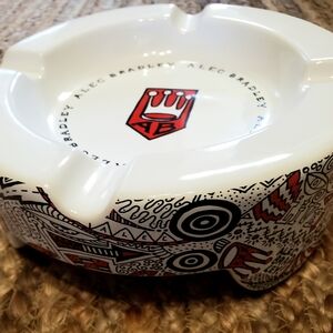 White and Red Art Ashtray
